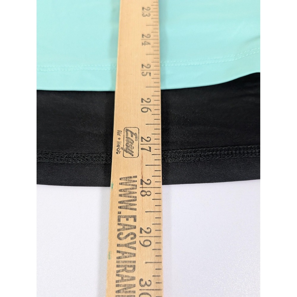 Jamie Sadock Shirt Womens Large Black Aqua Sleeveless Golf Mock Neck Zip Stretch - Picture 7 of 8